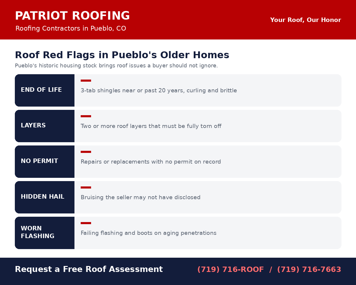 Common roof red flags in Pueblo's older housing stock for home buyers